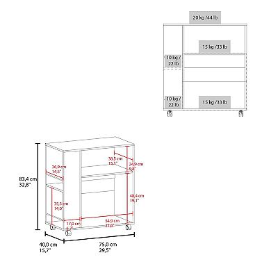Bremerton Kitchen Cart, 2 Doors, 3 Shelves, 4 Wheels