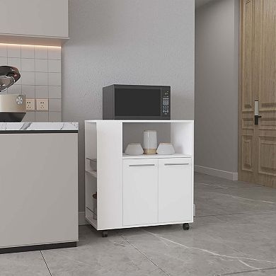 Bremerton Kitchen Cart, 2 Doors, 3 Shelves, 4 Wheels