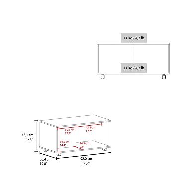 Denton Coffee Table, 4 Wheels, 1 Shelf, Black