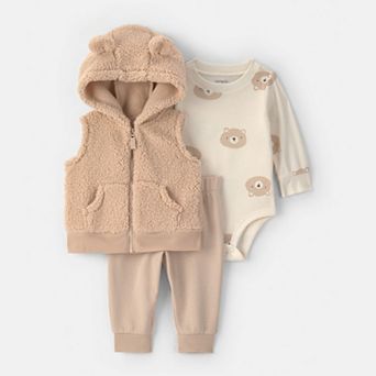 Baby Boy Carter's 3 pc Bear Fleece Vest, Bodysuit & Pants Set