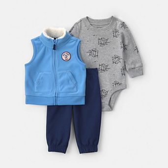 Baby Boy Carter's 3 pc Penguin Fleece Vest, Bodysuit & Pants Set