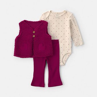Baby Girl Carter's 3 pc Polka Dot Bodysuit, Vest & Pants Set