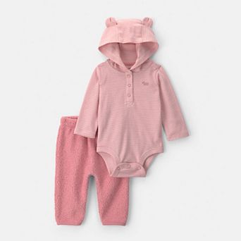 Baby Girl Carter's 2 pc Bear Fleece Long Sleeve Bodysuit & Pants Set