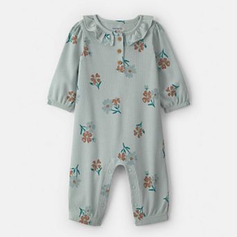 Baby Girls Carter's Floral Ruffle Thermal Long-Sleeve Jumpsuit