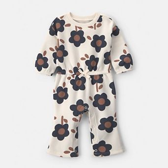 Baby Girl Carter's Bow Fleece Long-Sleeve Jumpsuit
