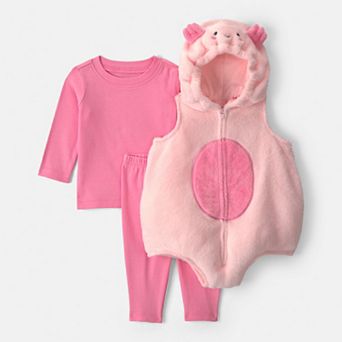 Baby Carter's 3 pc Pig Hooded Vest & Long Sleeve Top & Legging Set