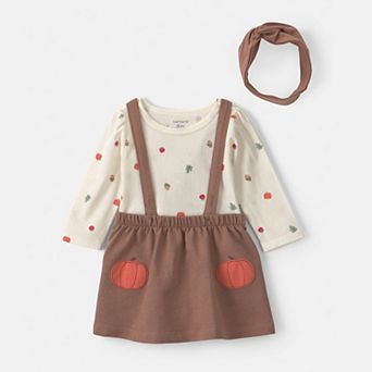 Baby Girls Carter's Autumn 3 pc Long Sleeve Bodysuit, Dress & Headband Set