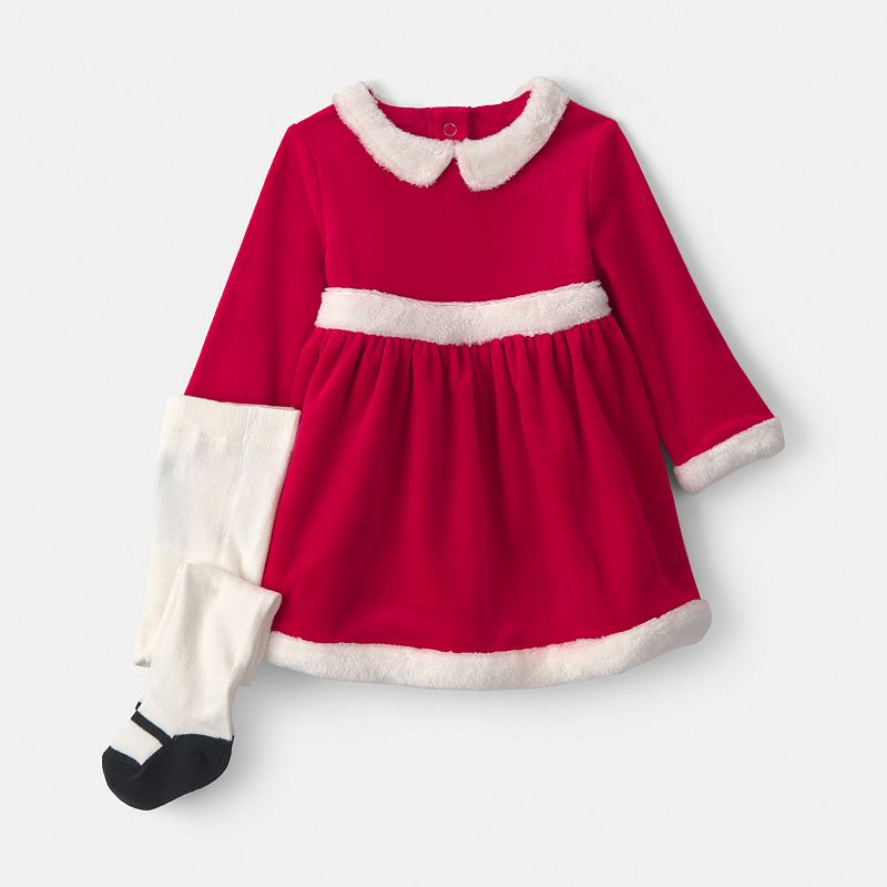 Baby Girls Carter's 2-Piece Christmas Long-Sleeve Dress & Sock Set