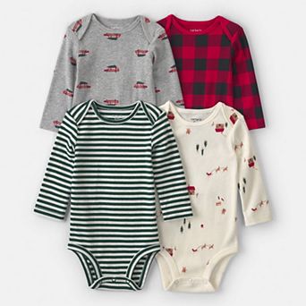 Baby Carter's 4-Pack Holiday Long-Sleeve Bodysuits