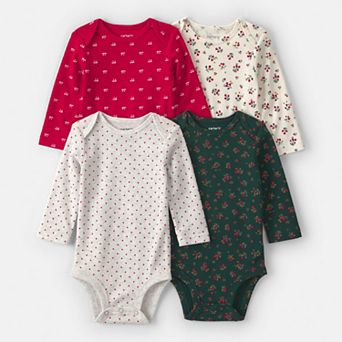 Baby Girl Carter's 4-Pack Pattern Ruffle Long-Sleeve Bodysuits