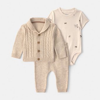 Baby Boy Carter’s 3 pc Cotton Sweater, Pant & Bodysuit Layering Set