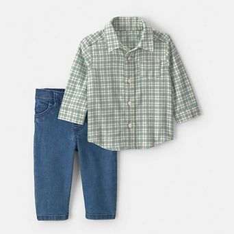 Baby Boy Carter’s 2 pc Plaid Flannel Long-Sleeve Top & Pant Set