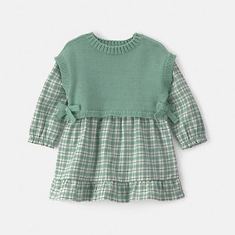 Baby Girl Carter’s 2 pc Checkered Flannel Long-Sleeve Dress & Sweater Set