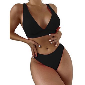 Women Bikini Sets Two Piece Swimsuit Beach Swimwear Triangle Solid Bathing Suits