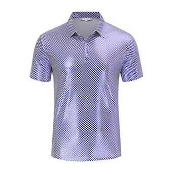 Men's Shiny Sequins Short Sleeve Party Polo T-Shirt