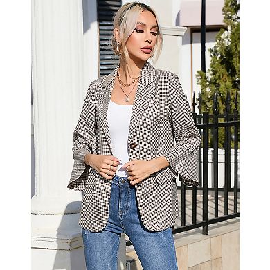 Women's Blazers 3/4 Sleeve Lightweight Casual Button Office Work Blazer Suit