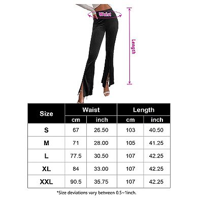 Women's Corduroy Elastic High Waist Front Split Ribbed Casual Pants
