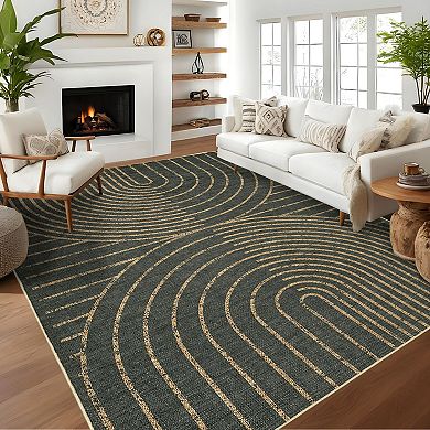 Living Room, Bedroom Machine Washable Area Rug Non-Shedding Easy to Clean