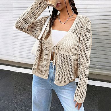 Womens Lightweight Crochet Cardigan