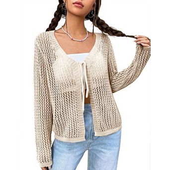 Womens Lightweight Crochet Cardigan