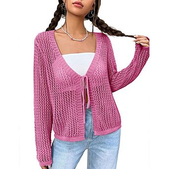 Womens Lightweight Crochet Cardigan