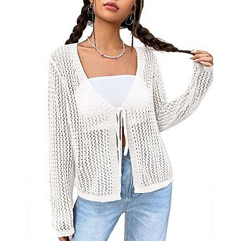 Womens Lightweight Crochet Cardigan