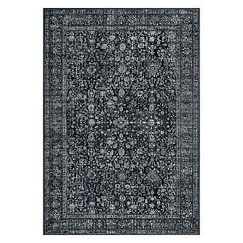 Area Rug Floral Washable Living Room Non-Slip Low-Pile Rugs Kitchen