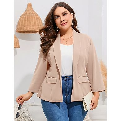 Women Plus Size Casual Blazer Open Front Long Sleeve Work Office Dressy Cardigan Jackets
