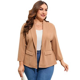 Women Plus Size Casual Blazer Open Front Long Sleeve Work Office Dressy Cardigan Jackets