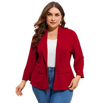 Women Plus Size Casual Blazer Open Front Long Sleeve Work Office Dressy Cardigan Jackets