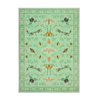 Insect Washable Area Rug for Living Room Bedroom Ultra-Thin Non Slip Dining Room Stain Resistant Rug