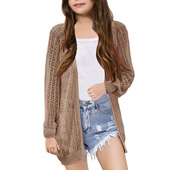 Girls Lightweight Cardigan Crochet Long Sleeve Soft Boho Cover UP