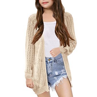 Girls Lightweight Cardigan Crochet Long Sleeve Soft Boho Cover UP