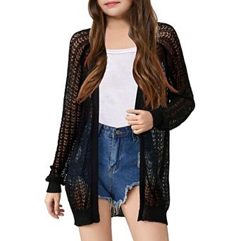 Girls Lightweight Cardigan Crochet Long Sleeve Soft Boho Cover UP