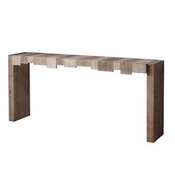 Modern Rustic Console Table 71" Entryway Table with Sculpted Block Design