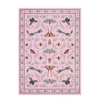 Insect Washable Area Rug for Living Room Bedroom Ultra-Thin Non Slip Dining Room Stain Resistant Rug