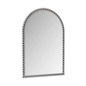 Vintage Iron Art Arch Mirror, Silver Metal and Glass Wall Hanging or Table Display for Living Room,