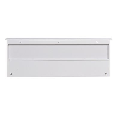 White Entryway Wall Mounted Coat Rack with 4 Dual Hooks Living Room Wooden Storage Shelf