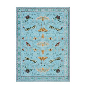 Insect Washable Area Rug for Living Room Bedroom Ultra-Thin Non Slip Dining Room Stain Resistant Rug