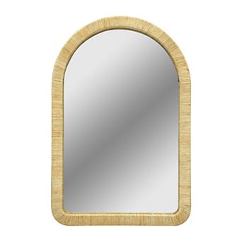 Natural Rattan Arched Wall Mirror, 26 x 39 Inch