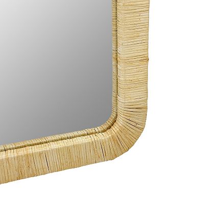 Natural Rattan Arched Wall Mirror, 26 x 39 Inch