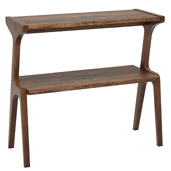 Solid Wood Storage Hall Table with Two Shelves, Compact End Table for Sofa or Bedroom