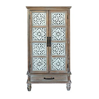 Rustic 55.12'' Tall Tower Storage Cabinet with 2 Doors & Drawer, Natural White,