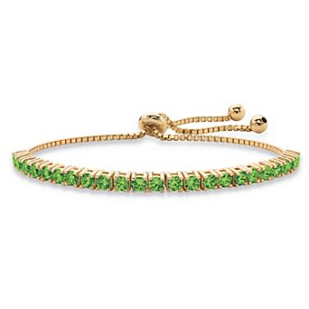 PalmBeach Jewelry Gold-Plated Simulated Birthstone Crystal Bolo Bracelet