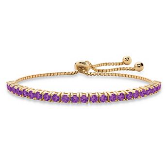 PalmBeach Jewelry Gold-Plated Simulated Birthstone Crystal Bolo Bracelet