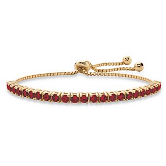 PalmBeach Jewelry Gold-Plated Simulated Birthstone Crystal Bolo Bracelet