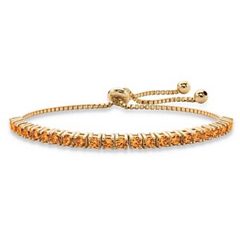PalmBeach Jewelry Gold-Plated Simulated Birthstone Crystal Bolo Bracelet