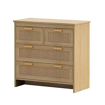 Modern Natural Rattan Cabinet with 4 Drawers for Bedroom, Living Room, Dining Room or Hallways