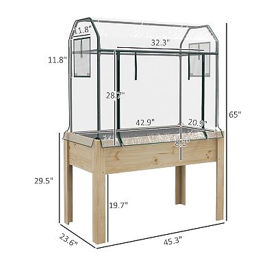 Outsunny 45inchx24"x65" Raised Garden Bed with Plastic Cover