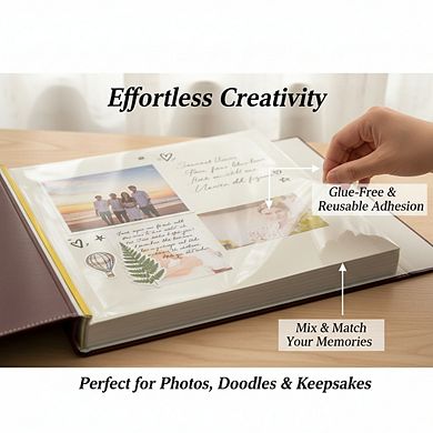 Self Adhesive Photo Album Dust Free and Waterproof Leather Cover Hand Made